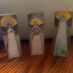 Set of Three Angel Figurines with Heart Design